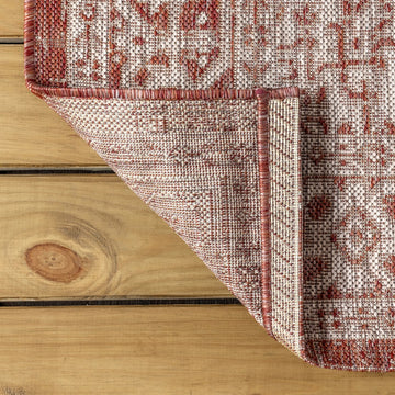 Sinjuri Medallion Textured Weave Indoor/outdoor Runner Rug
